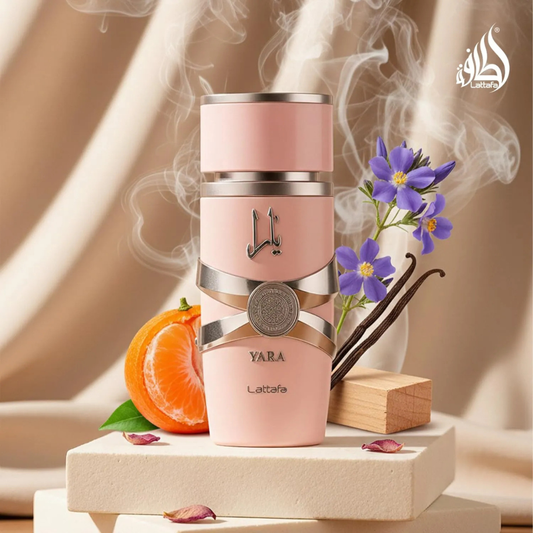 Lattafa Yara perfume bottle in 100ml, featuring elegant packaging and design, displayed on a neutral background.