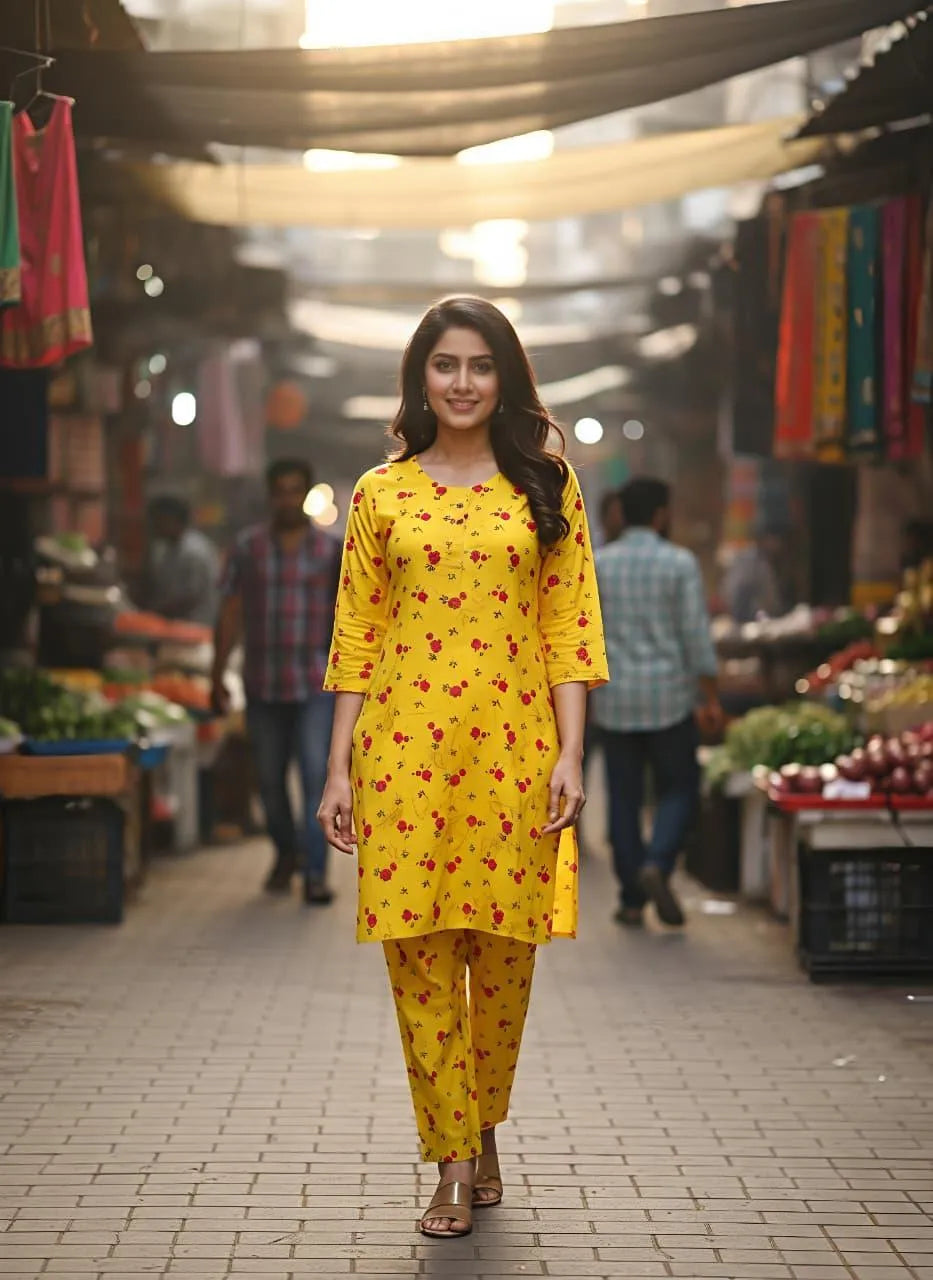 Eid Collectiion 2 Pcs Women's Stitched Cotton Printed Shirt And Trouser - UrbanBaazar