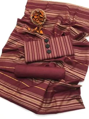 Unstitched printed suit set for women featuring vibrant summer patterns by UrbanBaazar, displayed in three pieces.