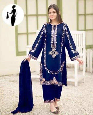 3 Pcs Women's Stitched Shamoz Silk Embroidered Suit - UrbanBaazar