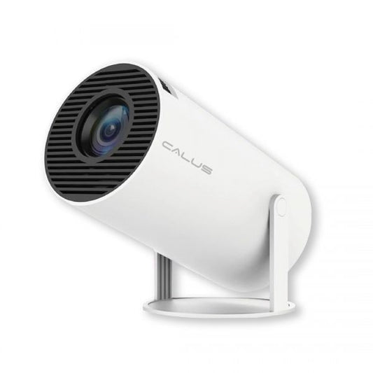 UrbanBaazar H5-A multimedia LED projector displaying colorful image on a wall with projection lens and control buttons visible