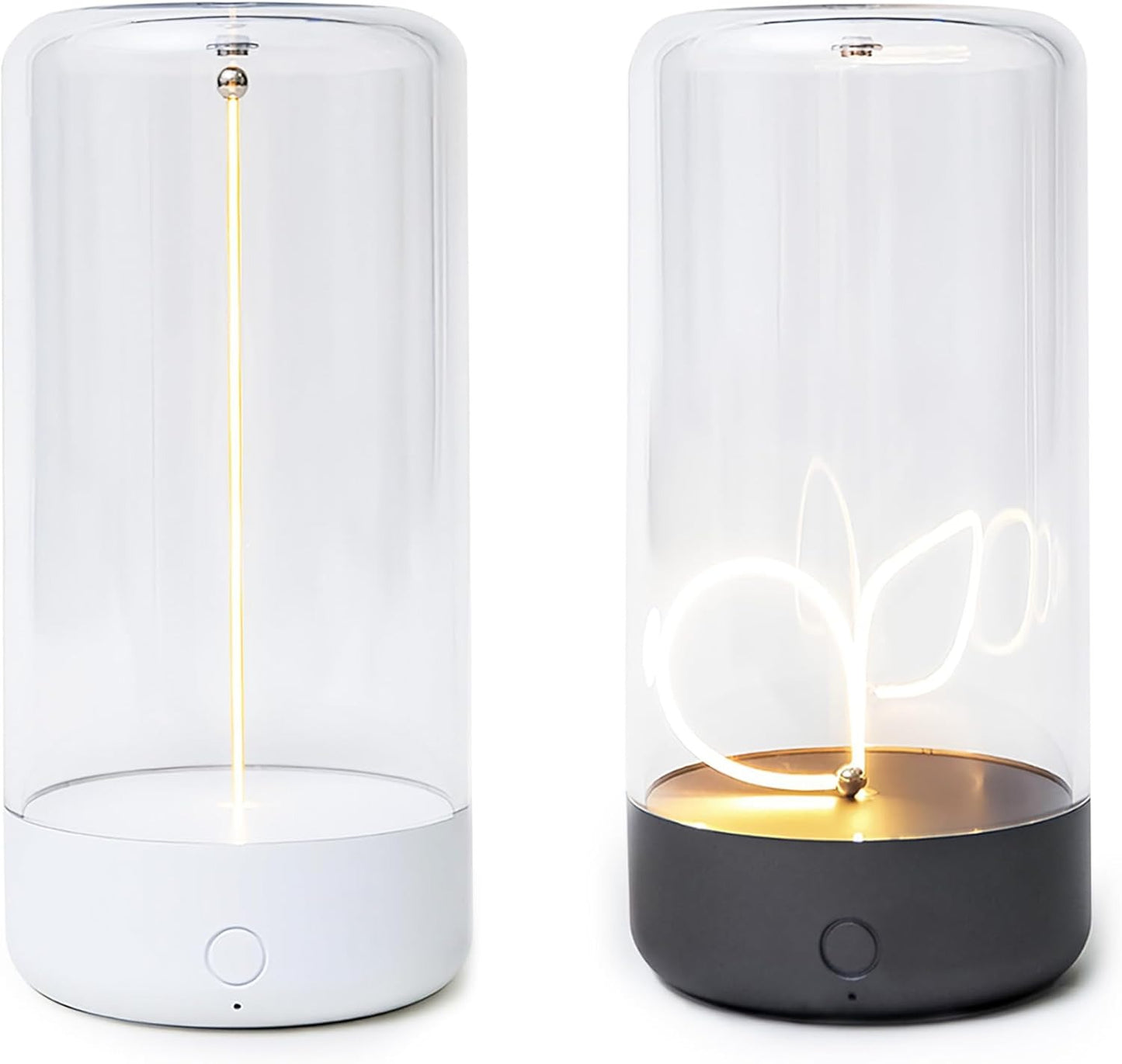 UrbanBaazar minimalist table lamp with sleek design, featuring a modern cylindrical base and soft fabric shade on a wooden table.