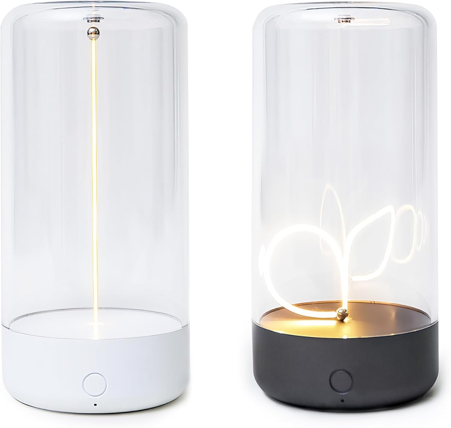 UrbanBaazar minimalist table lamp with sleek design, featuring a modern cylindrical base and soft fabric shade on a wooden table.