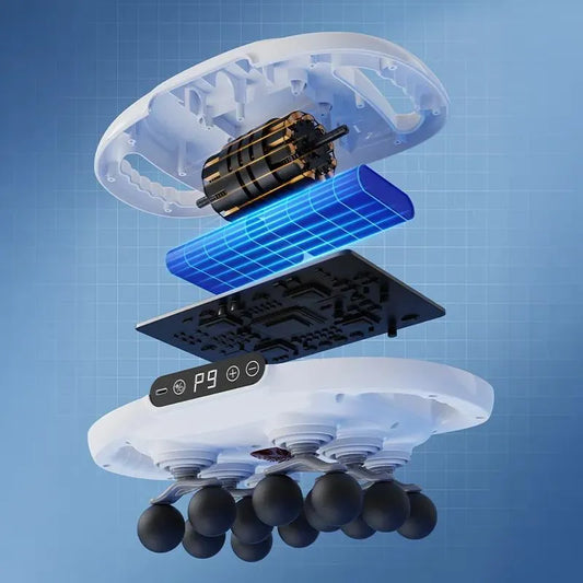 UrbanBaazar 12-head massage gun with multiple attachments for muscle relaxation and deep tissue massage therapy.