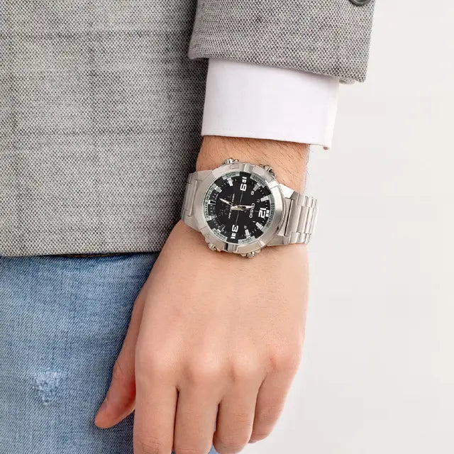 CASIO ANALOGUE DIGITAL MENS STAINLESS STEEL - UrbanBaazar