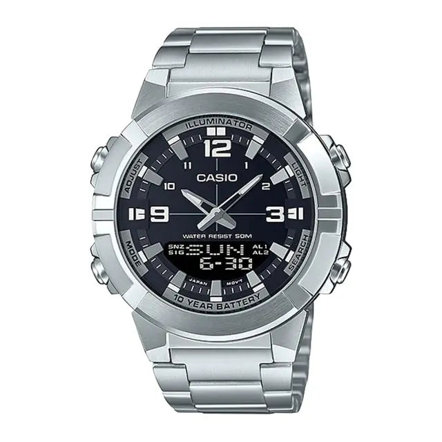 CASIO ANALOGUE DIGITAL MENS STAINLESS STEEL - UrbanBaazar
