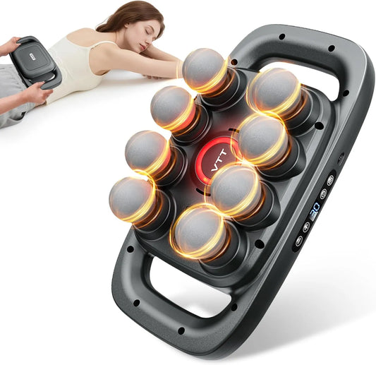 UrbanBaazar 8-head massage gun with ergonomic design for back, shoulders, legs, and muscle pain relief.