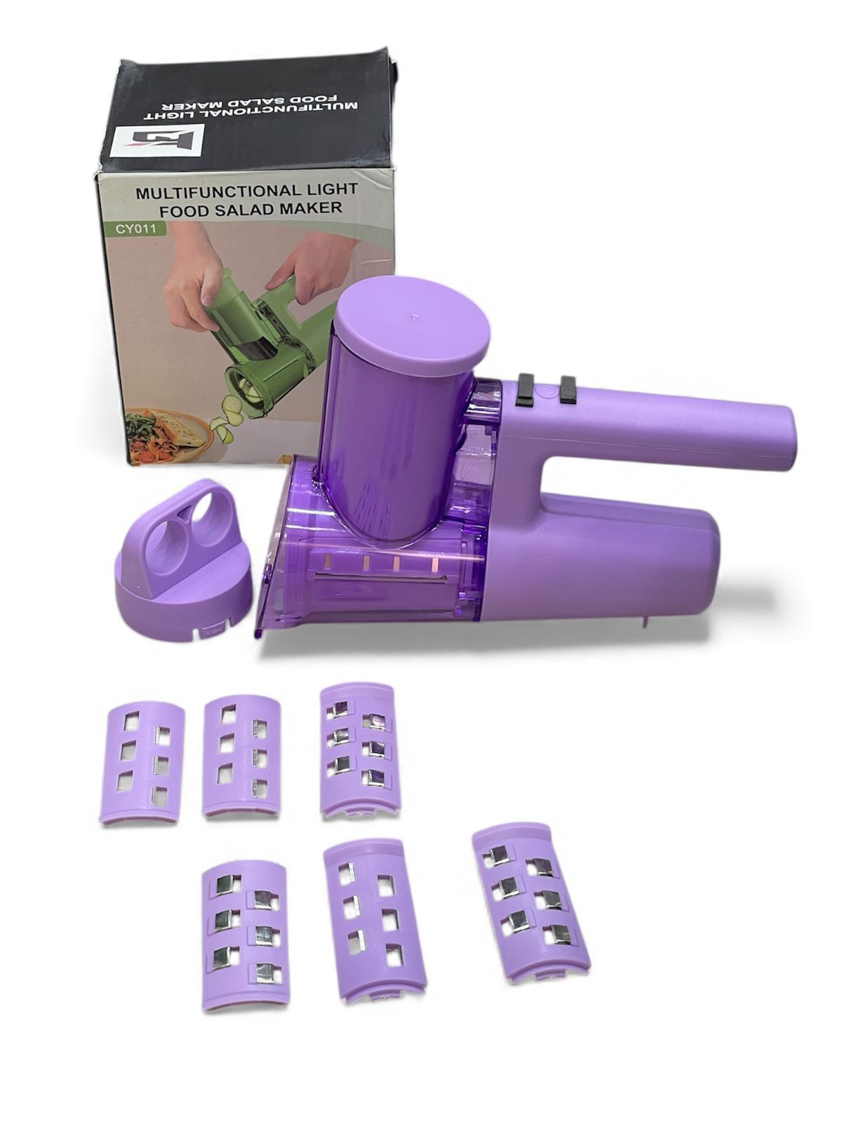 UrbanBaazar electric salad maker and slicer with stainless steel blades and compact design for easy vegetable preparation.