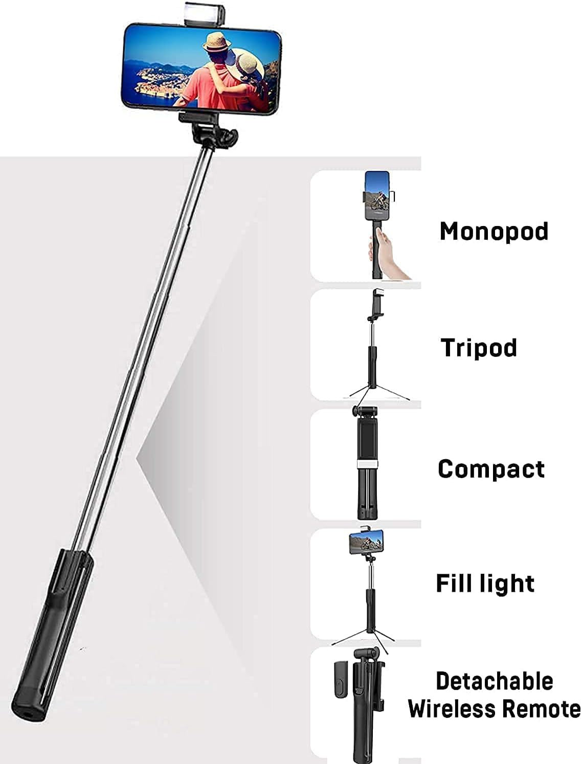 3 in 1 Multi-functional Consumable Selfie Stick - UrbanBaazar
